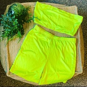 SHEIN Neon Crop Top Short Set